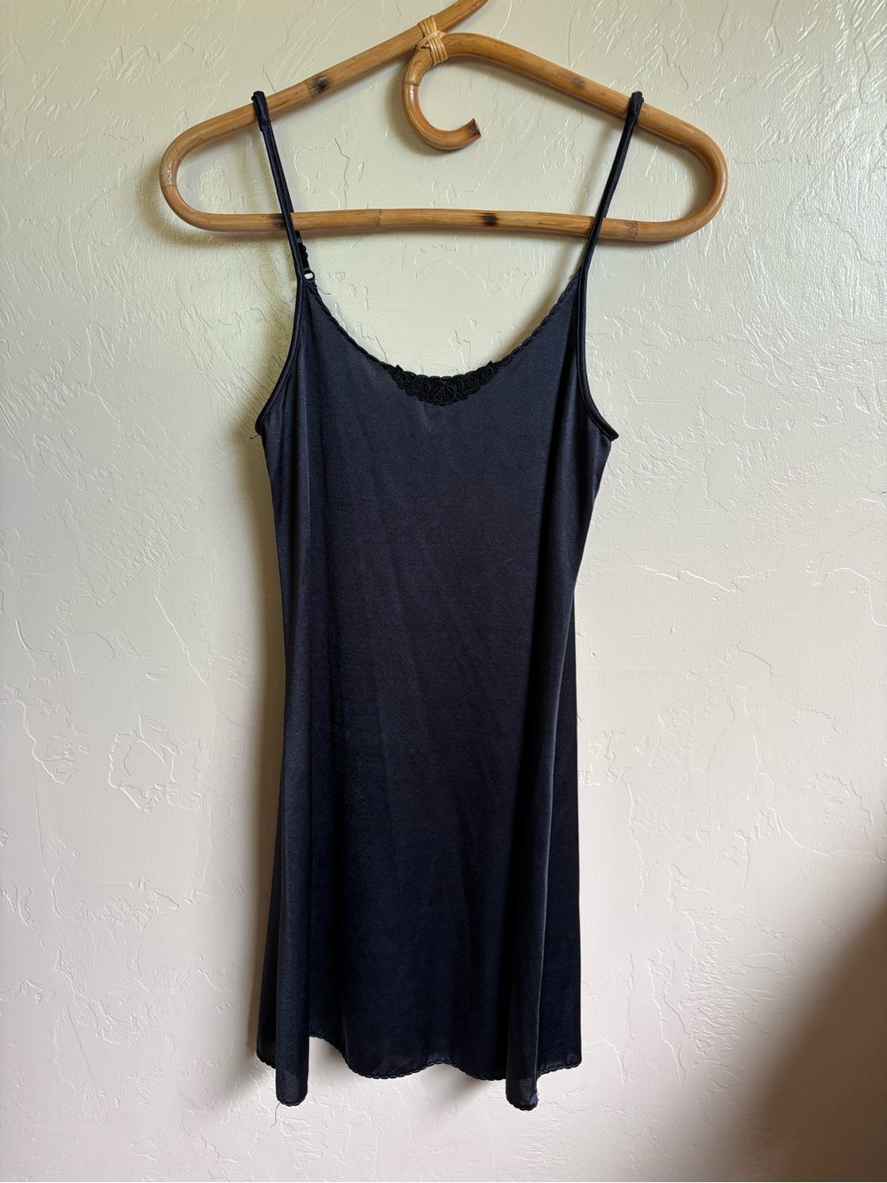Vintage Sears Black Slip Mini Dress Whimsical 2000s / 90s Nylon Size Small
